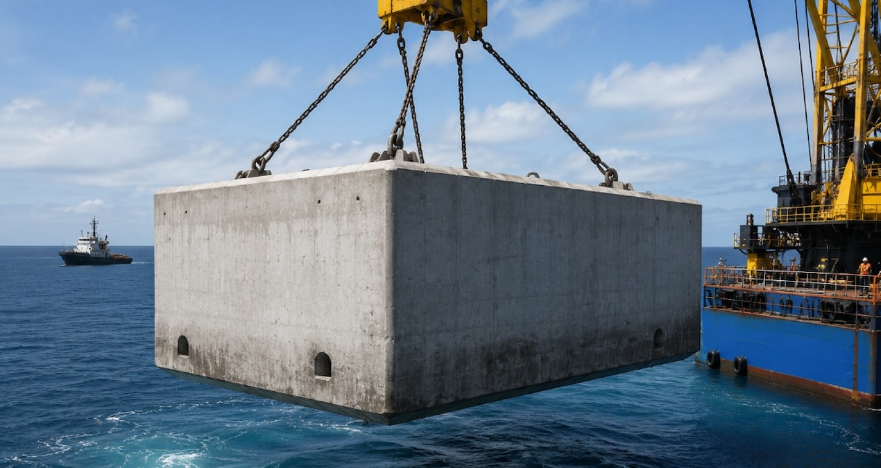 6 tonluk beton bloklari tek tek denizin dibine birakiyorlar T5jFdJsc